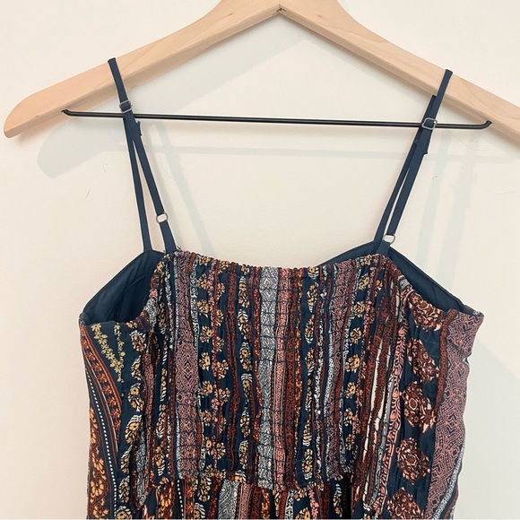 Xhilaration Y2K 90s Navy Blue Print Corset Boho maxi‎ dress - Picture 6 of 11